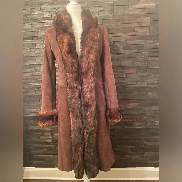Ralph Lauren Collection Purple Label Shearling Fur Coat Brown Leather Suede 8 M - Picture 12 of 15